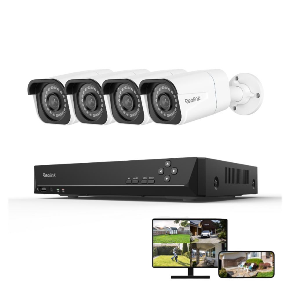 Reolink 4K 8MP Überwachungssystem Aussen, 4X 4K 8MP PoE Überwachungskamera & 8CH 2TB HDD NVR, 24/7 Aufzeichnung, Personen-/Fahrzeug-/Tiererkennung