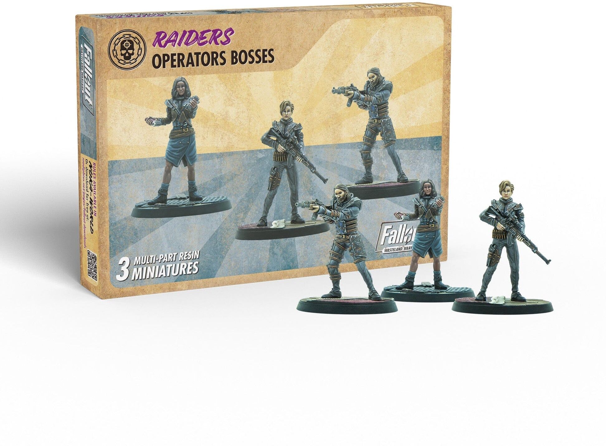 Modiphius Entertainment Fallout: Wasteland Warfare – Raiders: Operators Bosses Miniatures Set, 3 Character Miniatures, 32 mm Scale, Resin