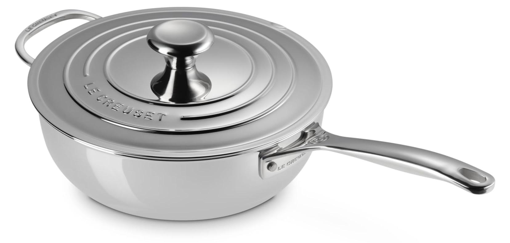 Bratpfanne Pfanne Edelstahl-Bratpfanne - Edelstahl - 24 cm - Mit Deckel und Zusatzgriff