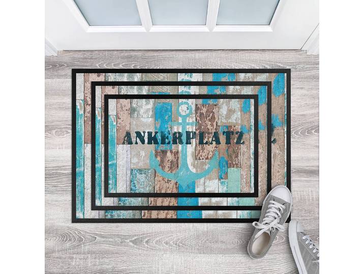 Paillasson Ankerplatz 60 x 40cm Bleu