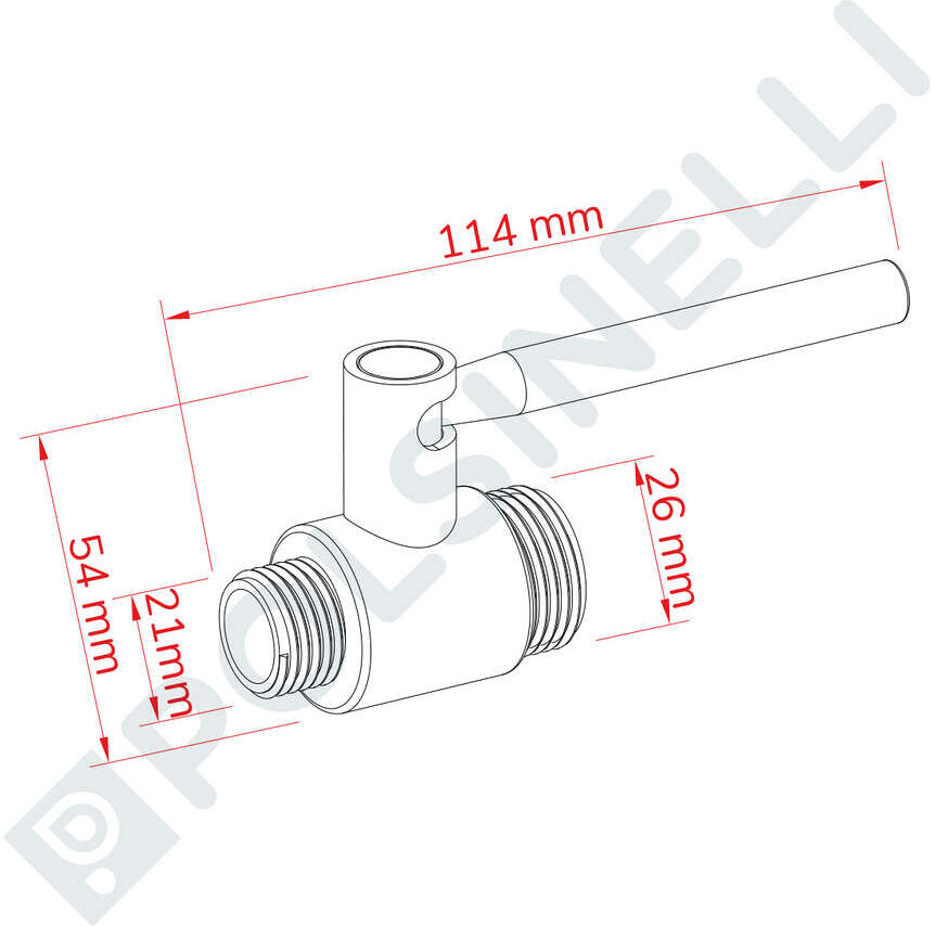Polsinelli Vanne à boule Inox 1/2" M x 3/4" M DN15