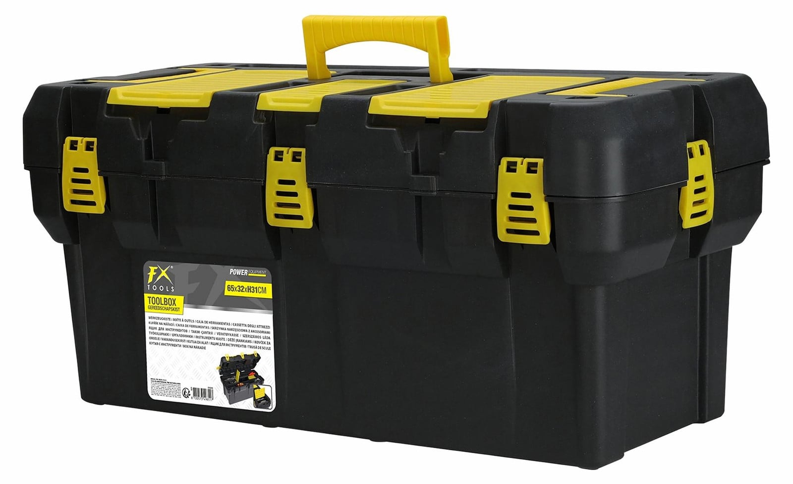 FX Tools Zwarte gereedschapskist – compacte en robuuste gereedschapskist of viskist