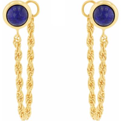 Paar Ohrhänger AMOR "Kugel Kordelkettengliederung", gold (gelbgoldfarben, blau, blau), Ohrringe, Damen, 6mm, Silber 925 (Sterlingsilber), mit Lapislazuli