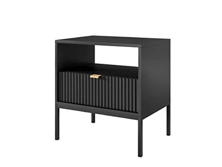 Furniture24 Nachttisch Nova S54 Nachtschrank mit Schublade Schwarz, 54x56x39