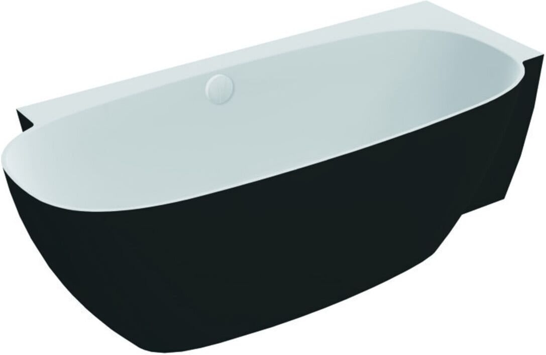 Hoesch Freisteh-Badewanne LABRILLIANTE ÜL-Gar. Com +, schw.-we., 180x80cm, re (4535.111)
