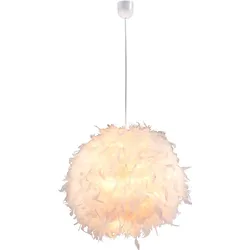 Decken Hänge Lampe Enten Federn weiß Wohn Ess Zimmer Kugel Leuchte im Set inkl. LED Leuchtmittel