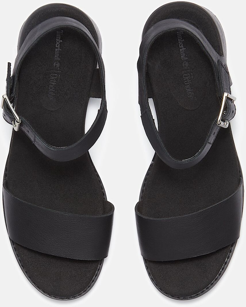 Sandale TIMBERLAND "LAGUNA SHORE BACKSTRAP SANDAL", Damen, Gr. 38,5, Synthetik, schwarz (blk full grain), Leder, Schuhe Sandale, aus Leder blk full grain 38,5, Synthetik