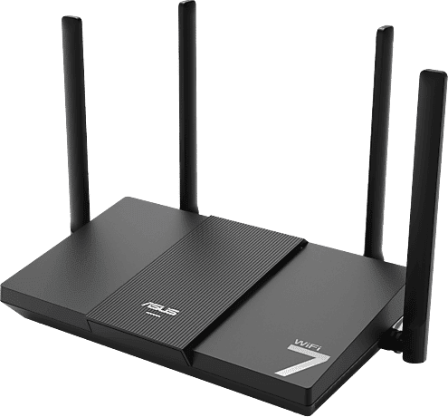 Router - ASUS RT-BE50, 3600 Mbps, Wi-Fi 7, MU-MIMO, 4 Antenas, MLO de doble banda, Negro