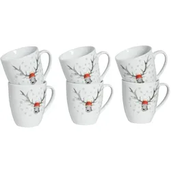 CreaTable Hirsch Weiss Kaffeebecher 6-tlg Porzellan