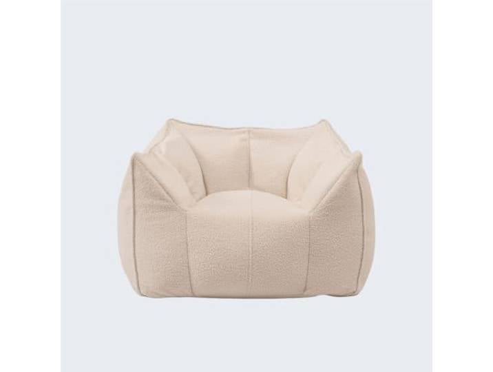 Vakuumkomprimiertes Lazy Sofa, Einzel-Doppel-Wohnzimmer aus Stoff-Teddyfleece, Schaumstoffperlen, rahmenlos vakuumkomprimiert, Einzel-Doppelbett 80x80x35(White,Single)