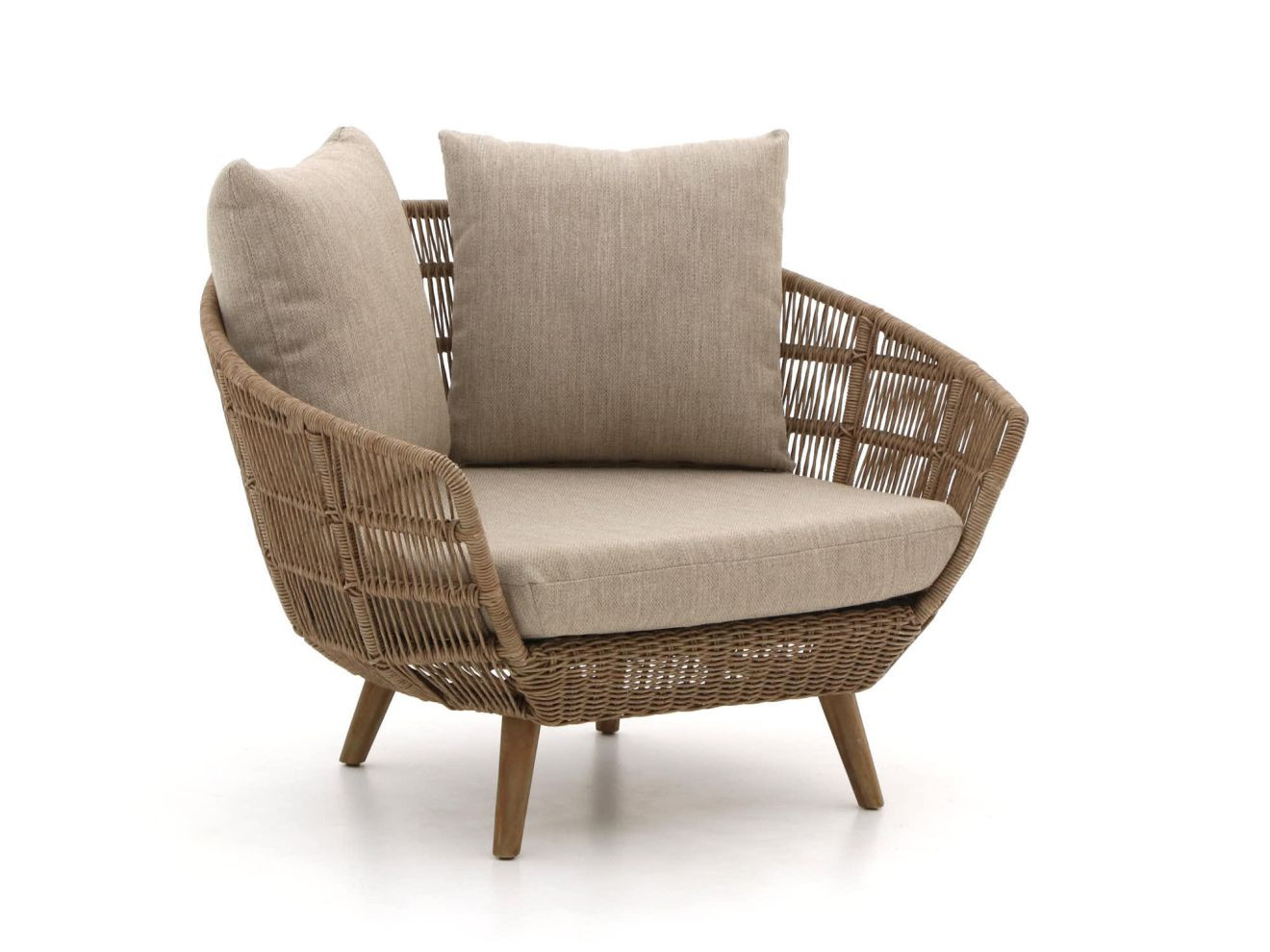 Intenso Furniture Stila Lounge tuinstoel in beige wicker met textiel