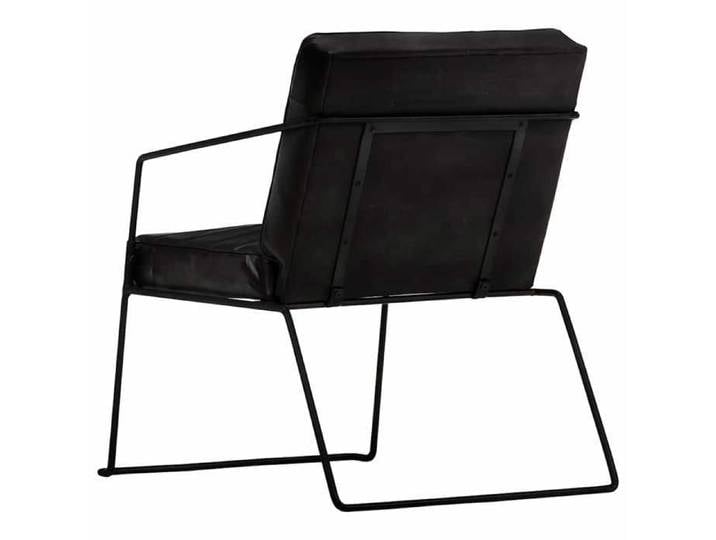 Fauteuil en cuir véritable - - Noir - 52x70x71 cm - Cuir véritable - Acier enduit de poudre