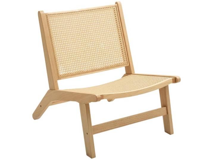Lvhom Sessel Relaxsessel,Armloser Stuhl,Ratten,Holzrahmen,Naturfarben, 64x74x70 cm, Wohnzimmer, Sessel, Polstersessel