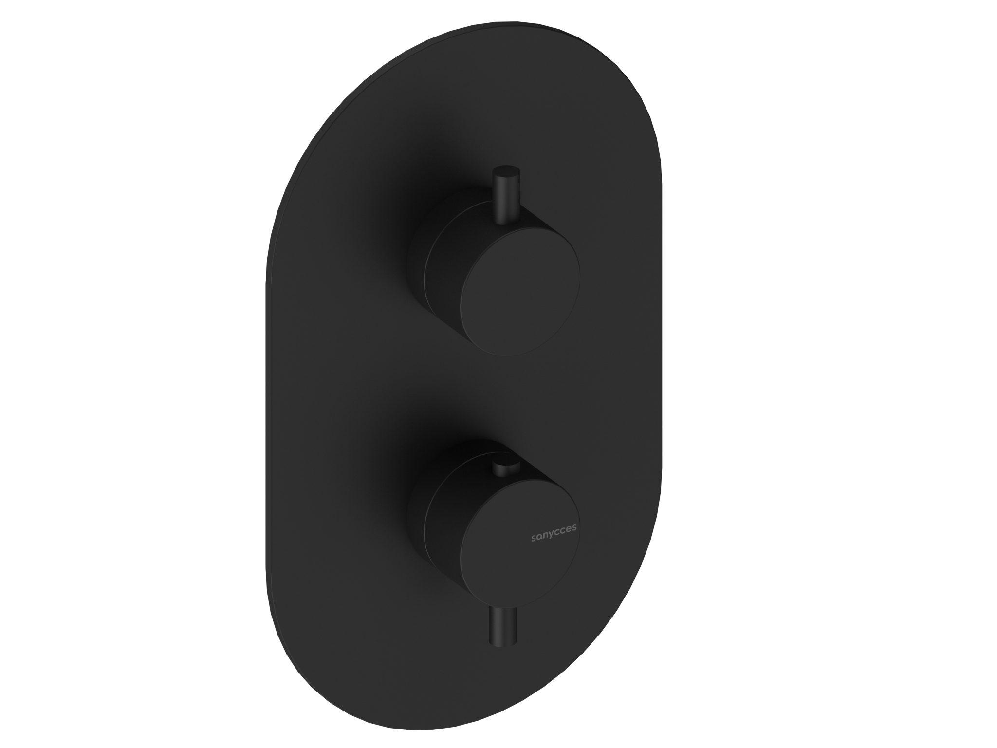 SANYCCES LOOP Unterputz 1-Weg-Duschbrausebatterie mit Thermostat, schwarz matt
