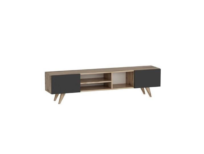 en.casa TV-Schrank »Assens« TV Bank 40x160x31cm mit 2 Klapptüren Eiche / Schwarz