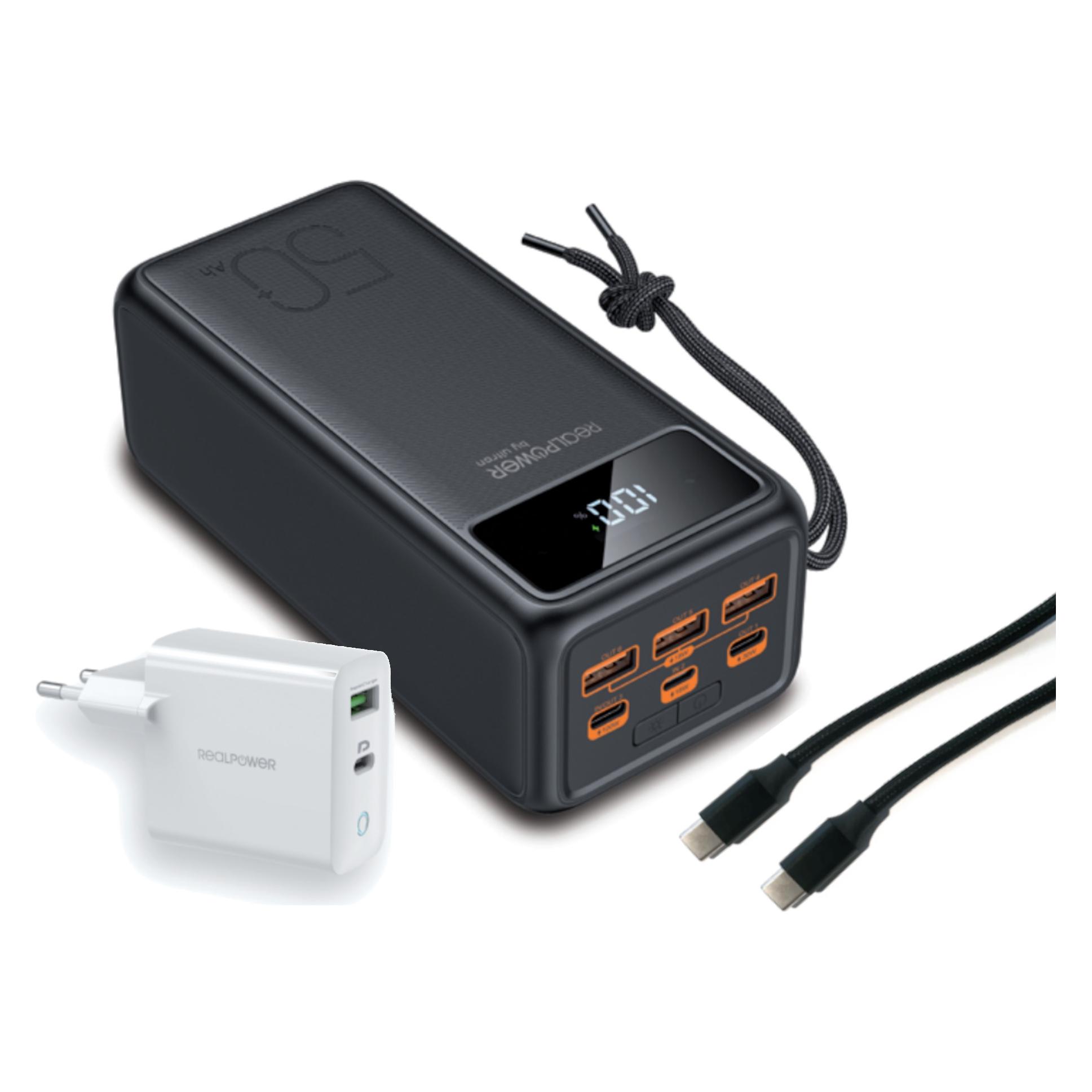 RealPower Powerbank PB-56000 Pro 56000 mAh 100Watt Type-C PD (56000 mAh, 100 W, 207.20 Wh) (414907)