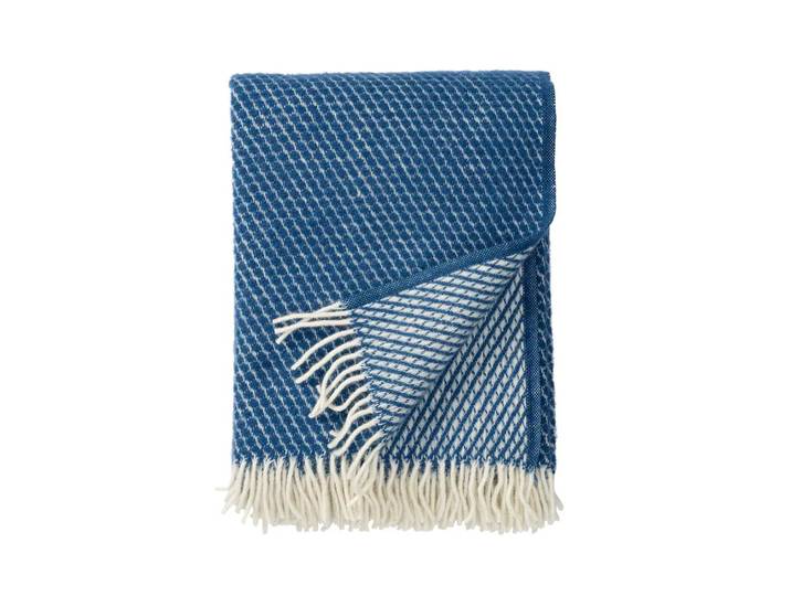 Klippan Yllefabrik Plaid en laine Velvet bleu pétrole