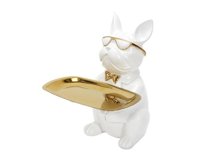 CED Decoratiefiguur bulldog, wit, leeg, 21 cm, kunststof