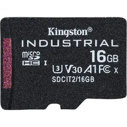 Kingston microSDHC Industrial (16 GB, microSDHC, U3, UHS-I), Speicherkarte, Schwarz