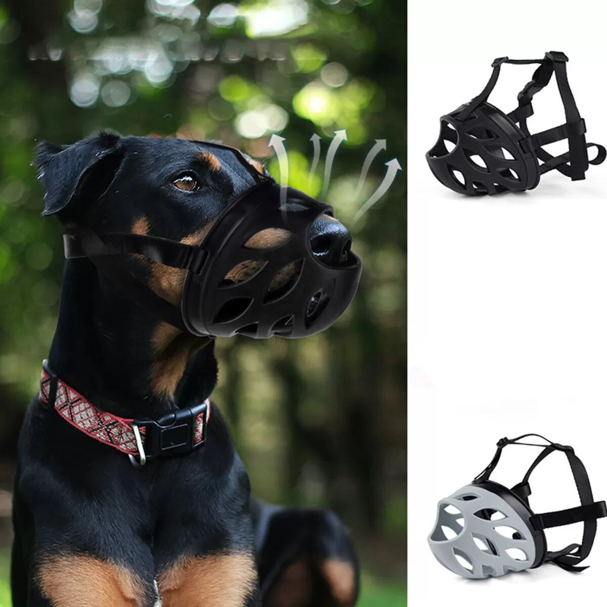 INF Verstellbare Hundemaulkorb: Beißschutz, Bellschutz, Atmungsaktiv & Bequem Schwarz 6