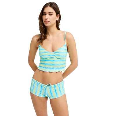 Bikini-Hose ROXY "Neon Queen Classic Shorty", Damen, Gr. S, bunt (tanager turquoise neon queen), Obermaterial: 85% Polyester, 15% Elasthan., Badehosen Bikini-Hose