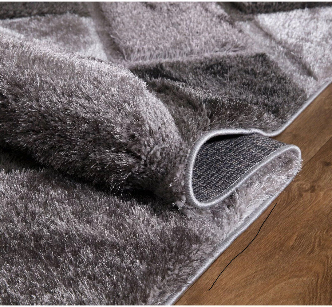 Ebern Designs Rectangle Geometric and Geometric Shapes Shag Grey Rectangle 80 x 150 cm