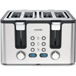 Arendo Toaster 4 Scheiben Kurzschlitz, Edelstahl, Automatik, Wärmeisolierendes Doppelwandgehäuse, 1750 W, Toaster, Silber