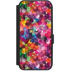 Nivocase Klapphülle für Samsung Galaxy A14 5G Handyhülle aus Kunst Leder NIVOflip schwarz Punkte (Samsung Galaxy A14 5G), Smartphone Hülle, Schwarz