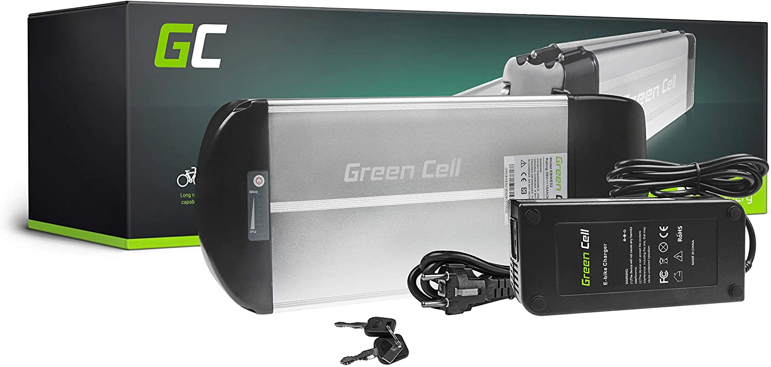 Green Cell E-Bike Akku 36V 10Ah Li-Ion Pedelec Rear Rack Gepäckträger Batterie mit Ladegerät