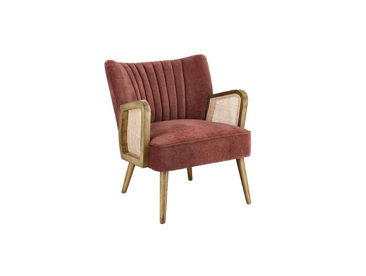 Massiver Retro Design Sessel „Virna“ Rattan Ziegelrot Bizzotto