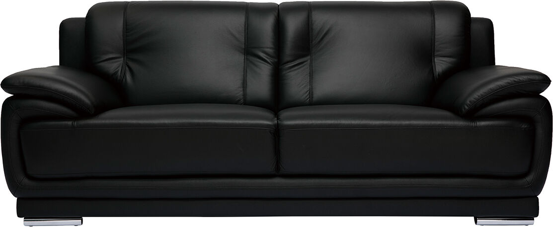 Miliboo Design-Ledersofa schwarz drei Plätze Büffelleder TAMARA