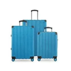 Q-Damm - 3er Koffer Set Hartschale Cyanblau matt, TSA