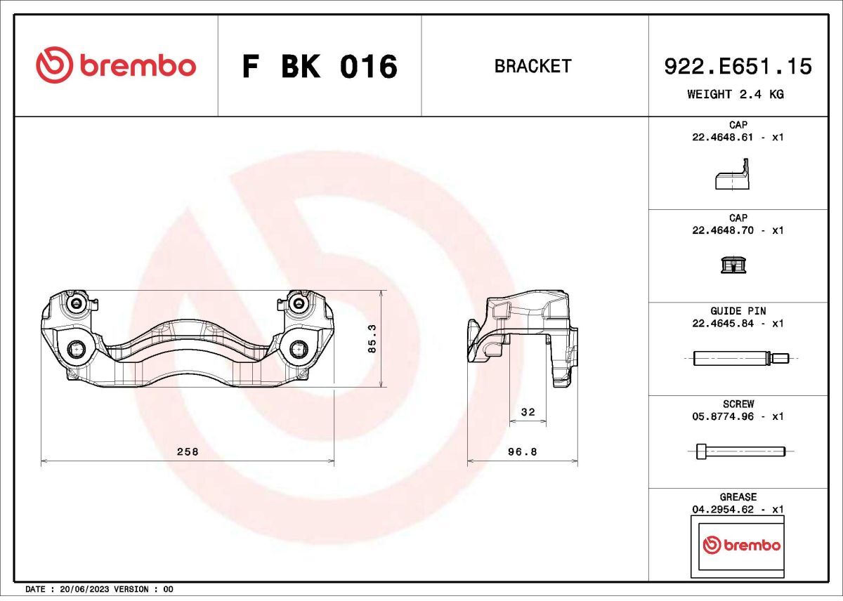 Bremssattel BREMBO F BK 016