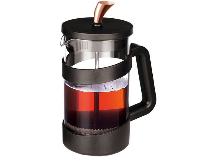 French-Press für Kaffee und Tee, 1 l, schwarz-roségold