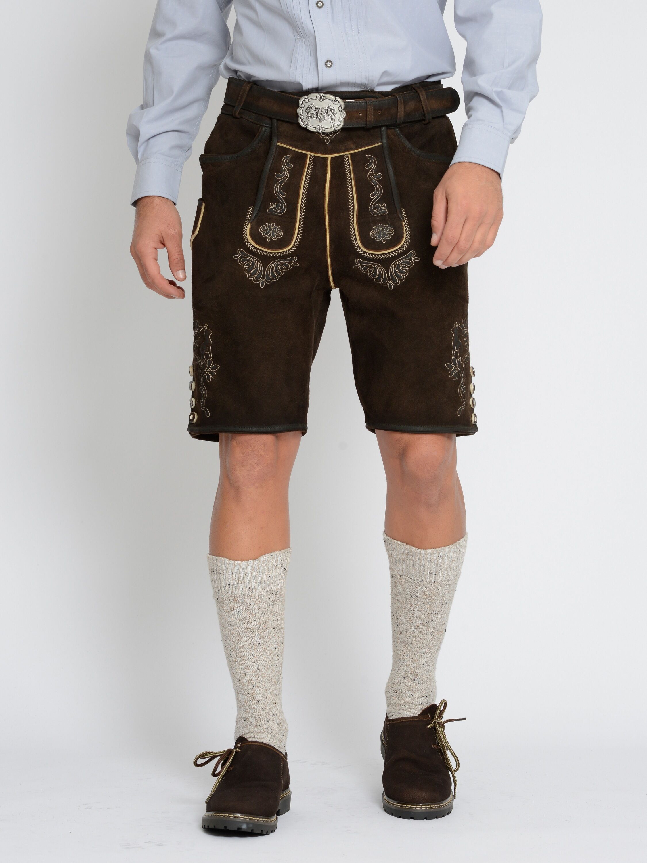 Trachtenhose JCC "Trachtenhose 31023118", Herren, Gr. 62, EURO, braun (schwarz braun), Obermaterial: 100% Ziegenveloursleder GOVL., Hosen Trachtenhose