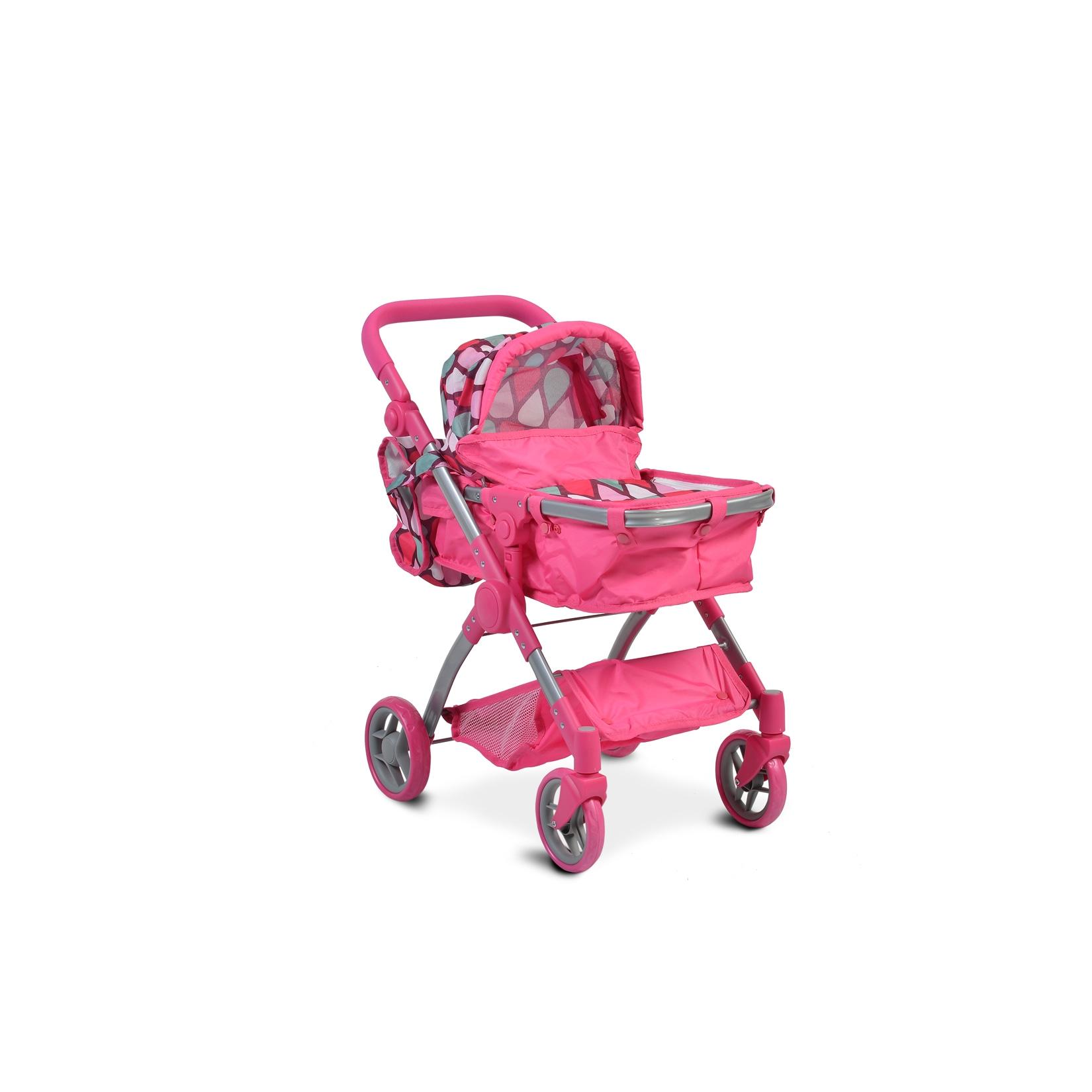 Moni Puppenwagen, Puppenbuggy Vicky 9620, Tasche, Schiebegriff höhenverstellbar pink