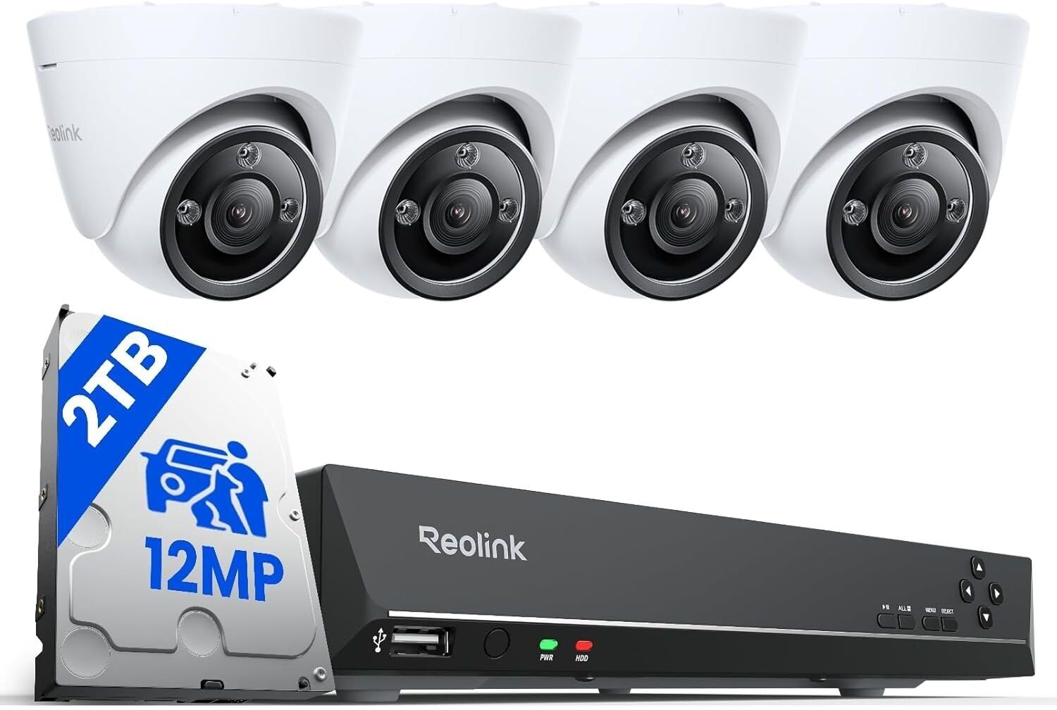 Reolink RLK8-1200D4-A 12MP Dome CCTV Camera System, New