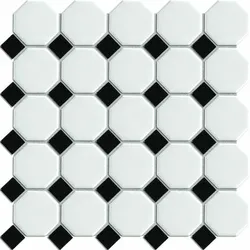 Premium Mosaic Keramikmosaik Gemischt Schwarz/Weiß 30x30 cm matt/glanz MOSOCTAGON