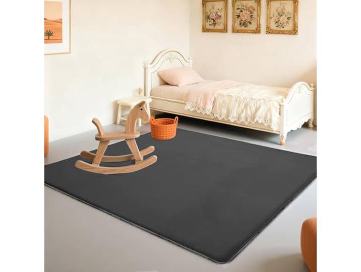 Stqyeiw Spielmatte Baby 180 x 200 cm Dunkelgrau 2cm Dicke Teppich für Kinderzimmer mit Krabbelmatte Baby mit Rutschfester Unterseite Krabbeldecke, Kinderteppich, Spielteppich Kinder, Teppich Baby