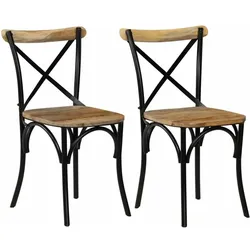 vidaXL, Stühle, Ellonen (massives Mangoholz (schwarzer Rahmen) (2 Stück)) (2x)