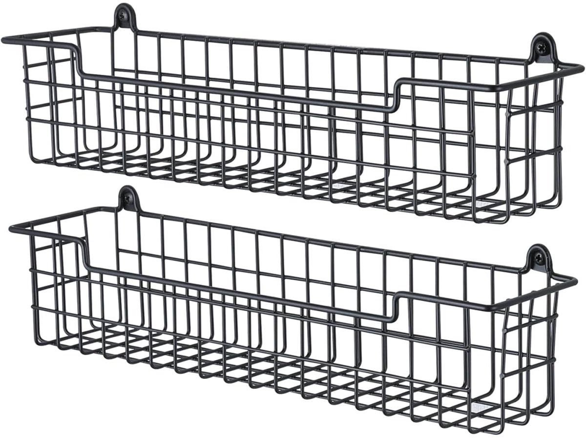 GELLDG Opbergdozen voor keukenkastdeuren en badkamer - Metalen wandopbergdozen en opbergrek - Set van 2 - Zwart