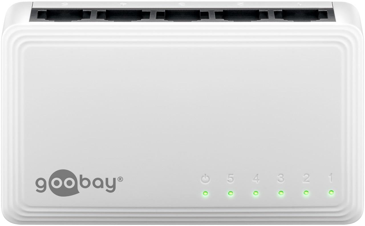 Goobay 64563 5-poorts Gigabit Ethernet netwerkschakelaar, wit - 5x RJ45-aansluitingen, automatische configuratie, 1000 Mbit/s