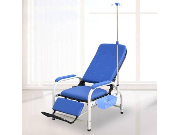 Reclining Medical Chair with IV Stand for Blood Draw & Patient Waiting(Half-lying With Plate Black Peda)