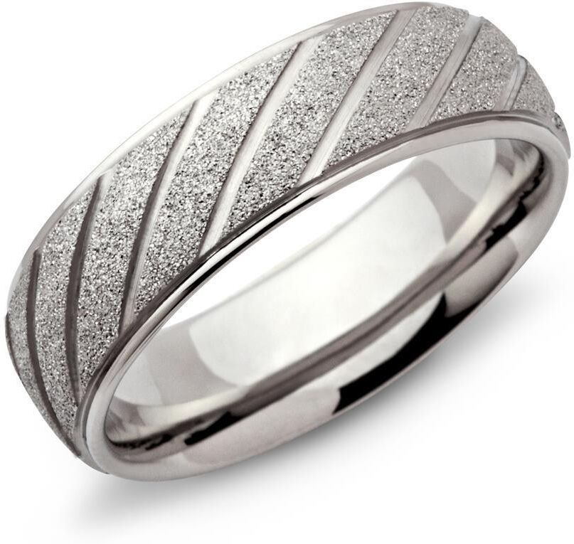 Unique Ring Edelstahl diamantiert 7mm silber