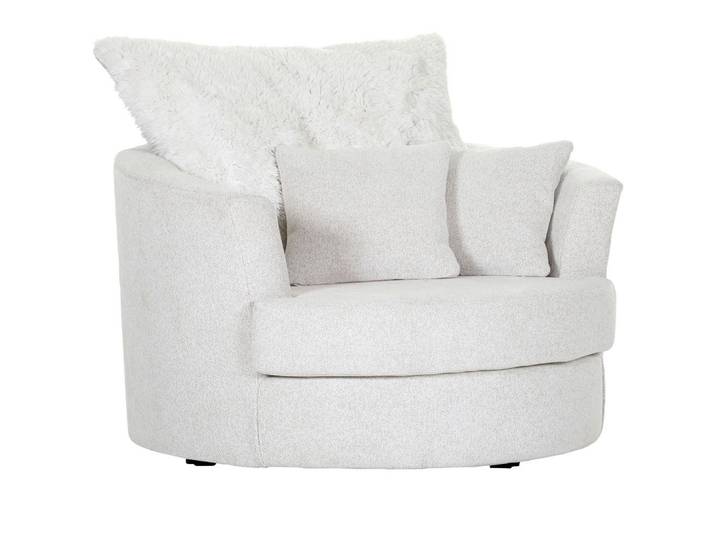 Ambia Home Sessel, Weiß, Metall, Füllung: Polyester, Schaumstoffflocken,Polyester, Schaumstoffflocken, 115x72x115 cm, Sitzfläche 360° drehbar, Wohnzimmer, Sessel, Sonstige Sessel