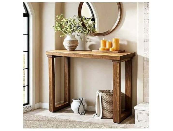Sxlawesom Konsolentische aus Massivholz, Langer Eingangstisch Beistelltische im Landhausstil, Flur, Eingangsbereich, Foyer, Wohnzimmer(Natural,100*30*80cm)
