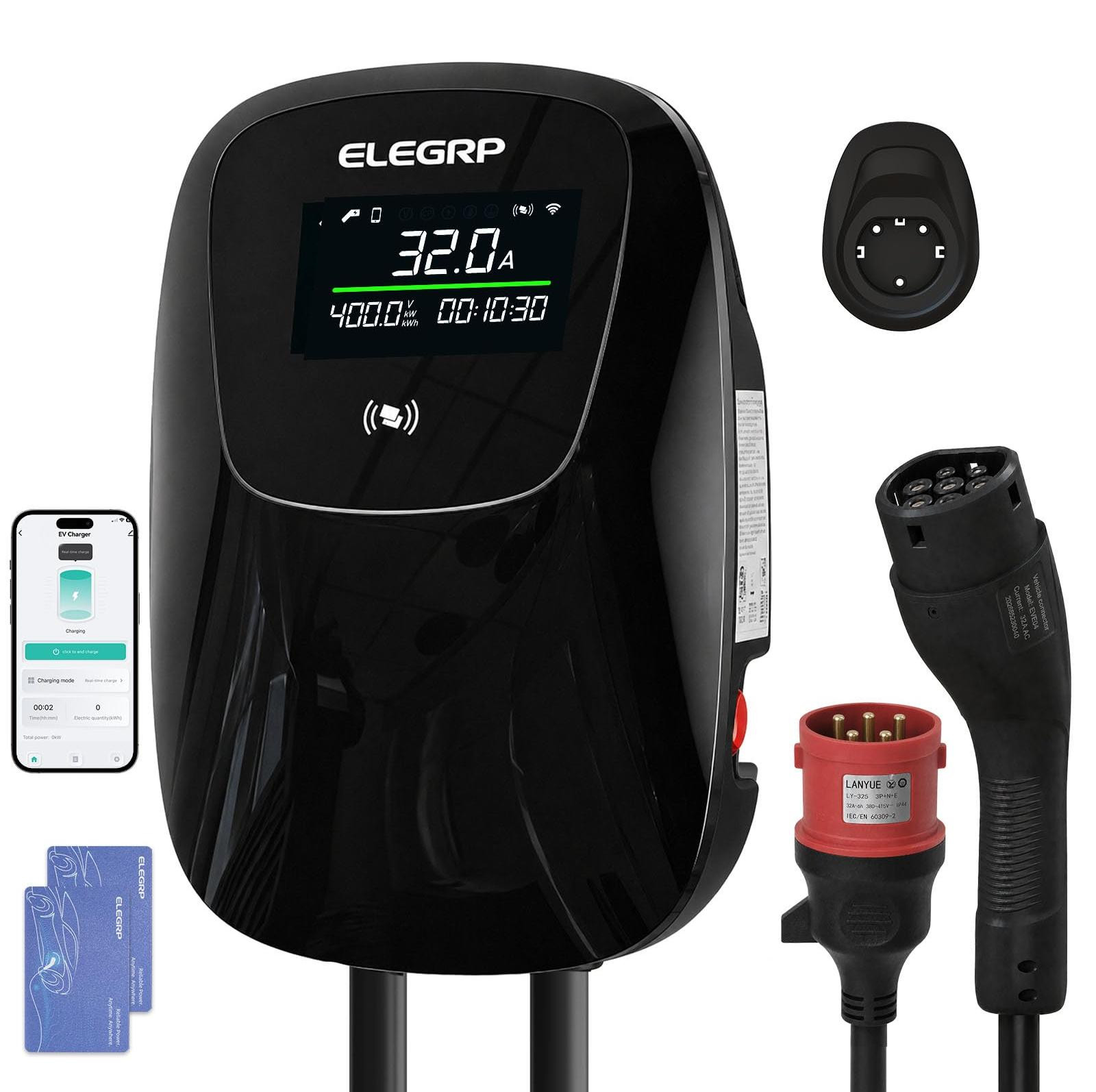 Selius Laadpaal Wanddoos 22 kW met 7,5 meter kabel voor elektrische auto's