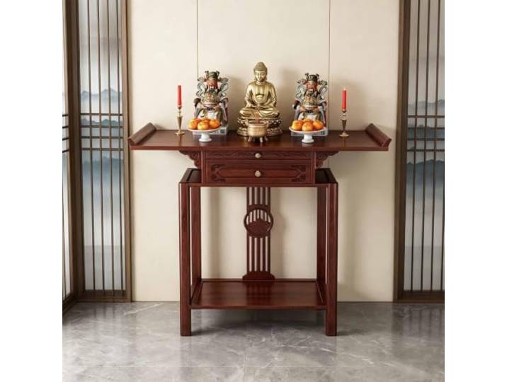 Altartisch Aus Bambus, Altartisch Zur Meditation, Chinesischer Altarschrank Puja-Tisch Für Zuhause, Buddhistisch, Schublade Und Regal, Für Gebete, Wahrsagerei Entspannun，Für Gebet Meditation Puja