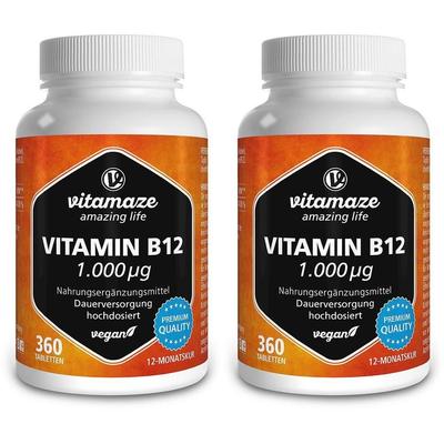 Vitamin B12 1000 µg hochdosiert vegan Tabletten 2x 2x360 St
