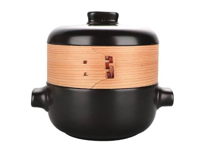Tontopf, Auflauf, Dampfgarer, Kochgeschirr, Eintopf(Black,2.1 Quarts)
